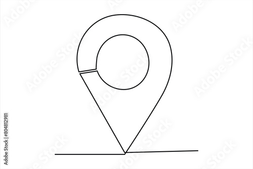 continuous one line google map point route directions and location outline vector art illustration