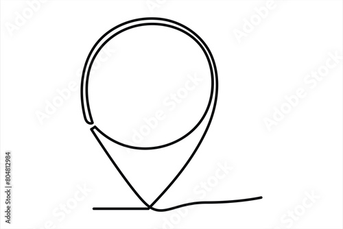 continuous one line google map point route directions and location outline vector art illustration