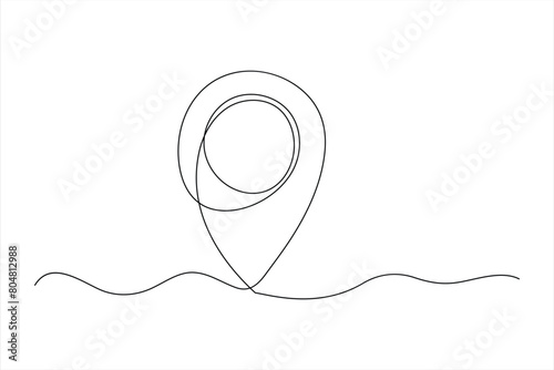continuous one line google map point route directions and location outline vector art illustration
