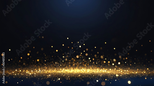 black background abstract glitter lights gold and black bokeh background black texture dark. ai