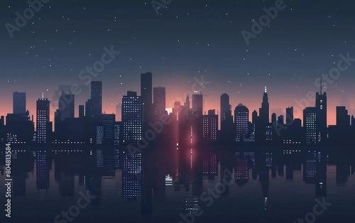 night city skyline background, megapolis, silhouette, very beautiful illustration