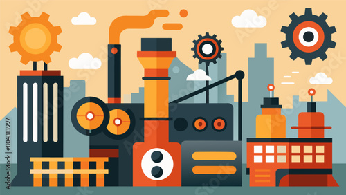 The deafening sound of whirring gears and clanging metal fills the air as the factory tirelessly pumps out its products..