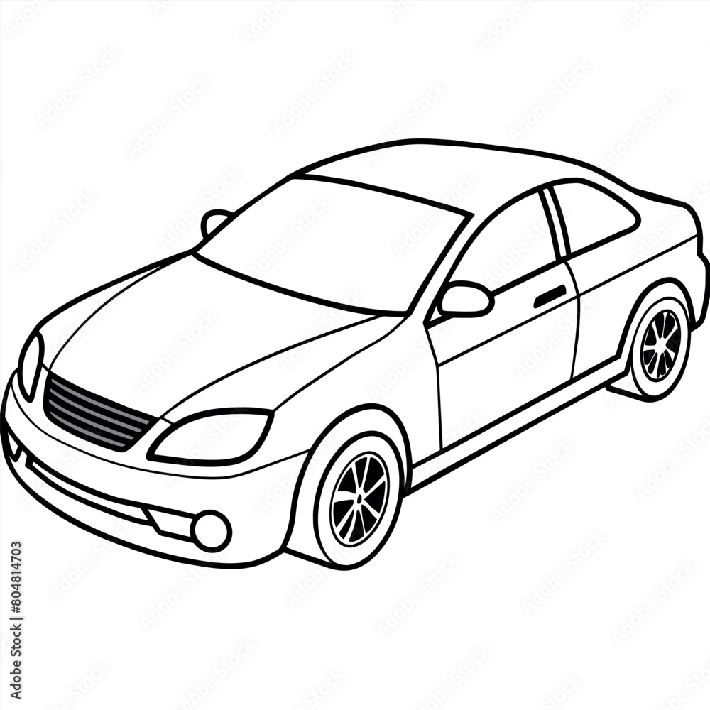 
Car outline illustration digital coloring book page line art drawing
