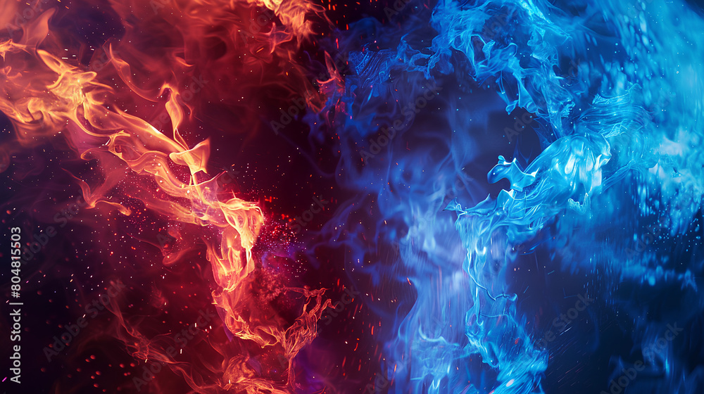 blue fire and red fire black background dark background blue fire and red fire black background dark background