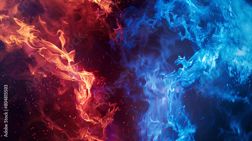 blue fire and red fire black background dark background
