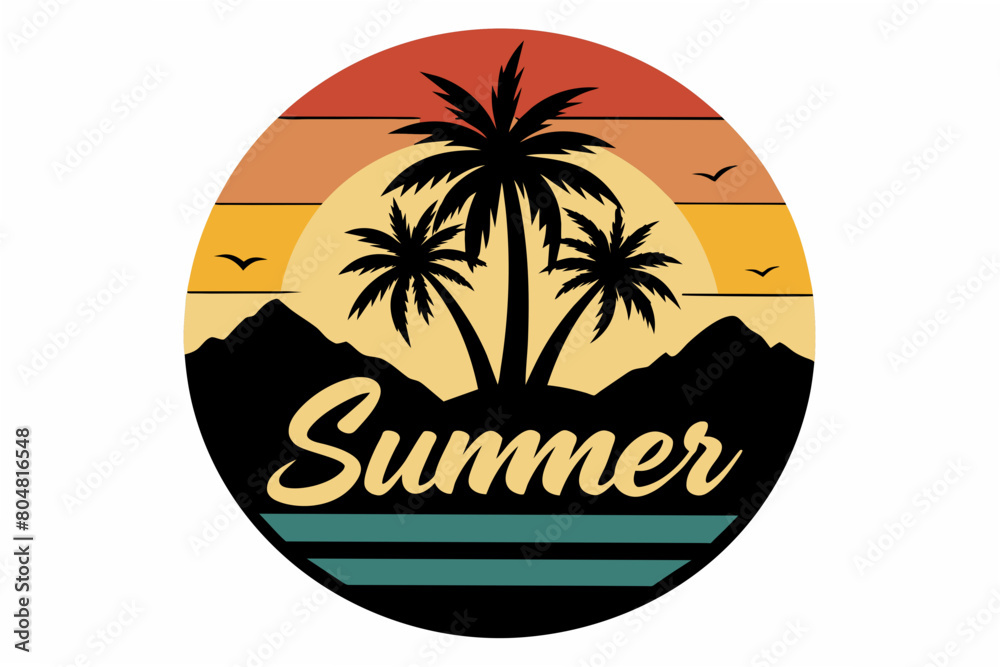 summer with palm tree t-shirt retro ddesign