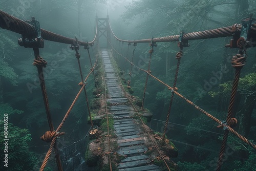 Enthralling Gorge-spanning Bridge: Intricate Web-Like Cables