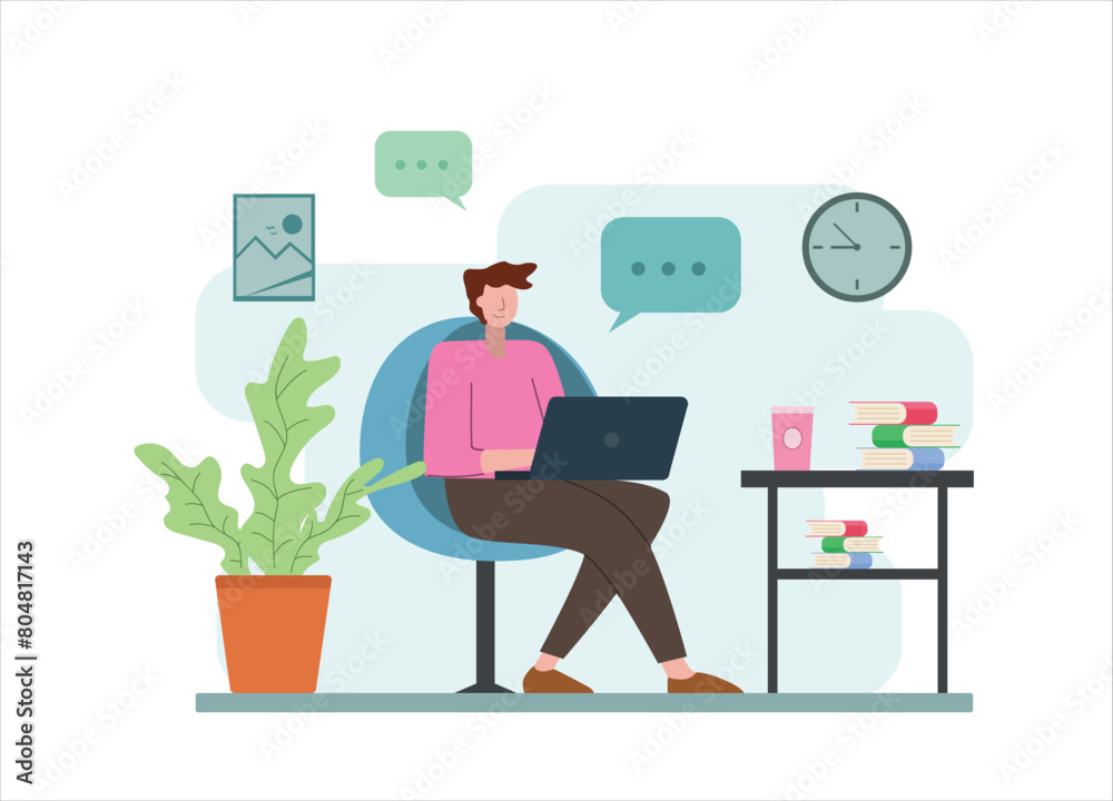 flat design of people working online flat design of people working online