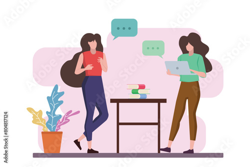 Business concept flat design illustration on the subject of teamwork