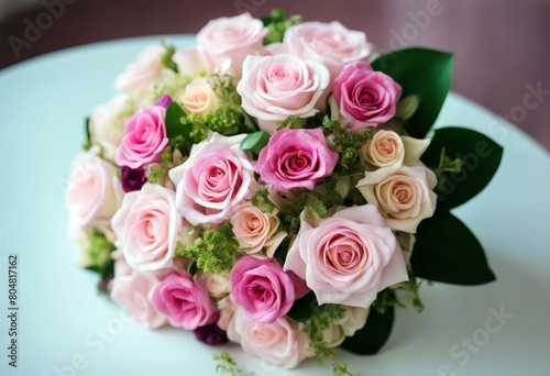  blurred greens beige roses pink rose beautiful white bouquet flowers day purple mother s background table Orchid view top round-shaped gift Flowers Rose Design Wedding Easter Love Birthday New year 