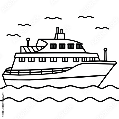 ferry outline illustration digital coloring book page line art drawing