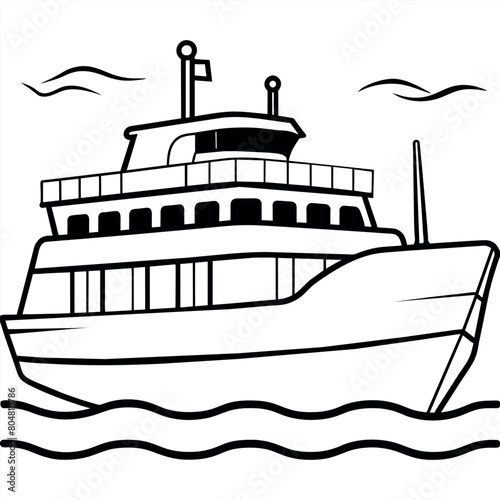 ferry outline illustration digital coloring book page line art drawing