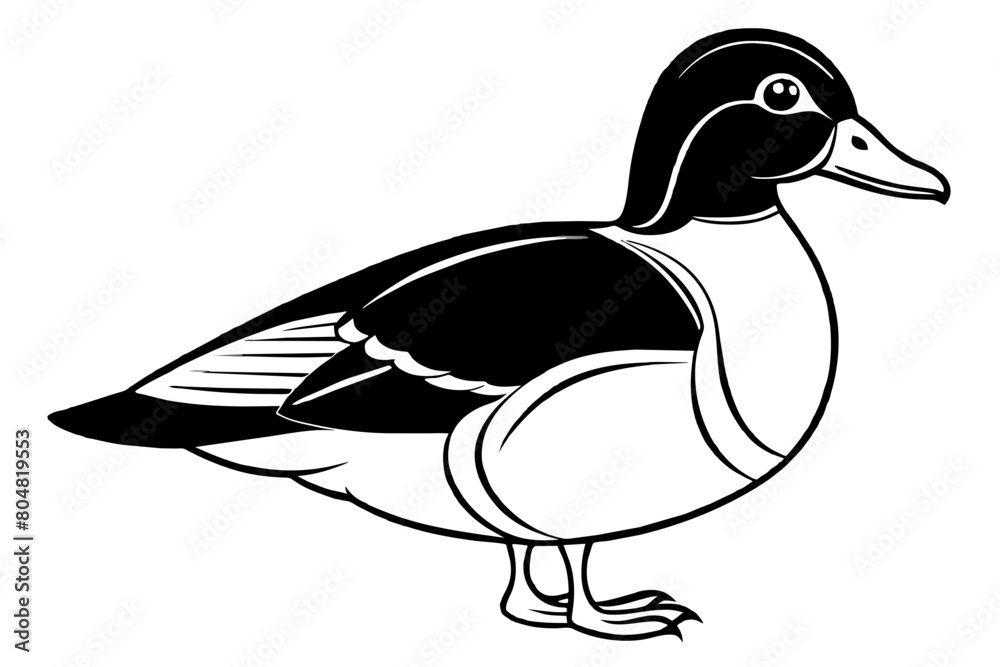 wood duck line art silhouette illustration wood duck line art silhouette illustration