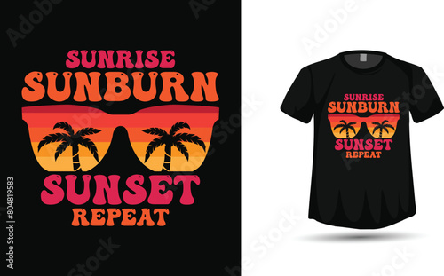 Summer tshirt design vector, Retro, sunglass, tropical tree (ID: 804819583)