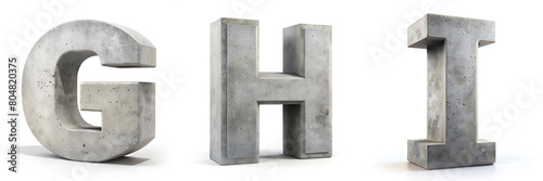 Letters G, H, I. Alphabet Made of Concrete - Masonry Cement. photo