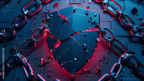 Broken shield surrounded by chains