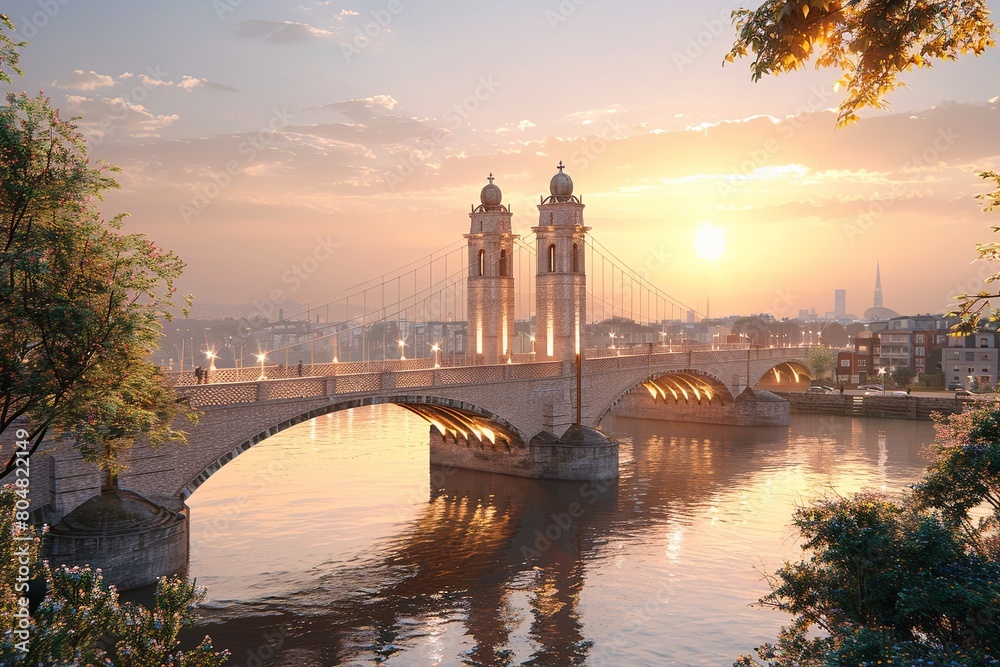 Fototapeta premium Iconic Community-Connecting Bridge: Marvel of Engineering Excellence