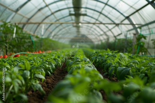 Interior of a greenhouse with plants