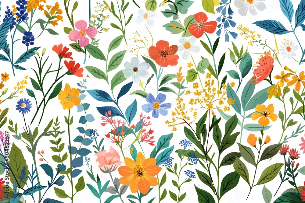 Capture the ethereal beauty of a high-angle view floral oasis Envision a lush tapestry of field and garden flowers Capture the ethereal beauty of a high-angle view floral oasis Envision a lush tapestry of field and garden flowers