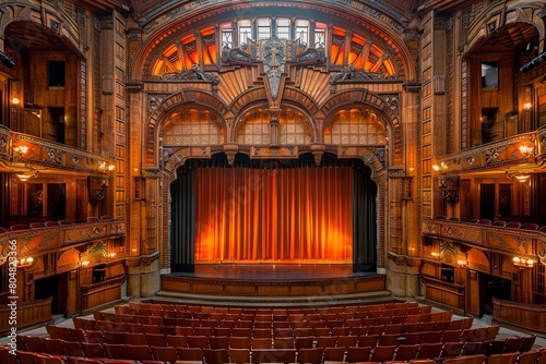 Geometric Grandeur: Art Deco Theatre with Majestic Marquee