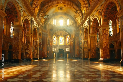 Basilica Church Design  Central Nave  Side Aisles  Vaulted Ceiling