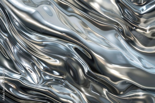 abstract background of metallic wavy fabric with some smooth folds in it
