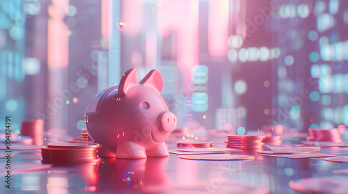 Soft Hued Savings Sanctuary A Piggy Bank s Impressionistic Journey