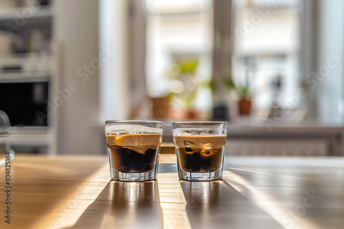 Morning Ritual: Double Espresso on a Sunlit Table