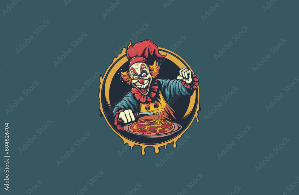 Joker and Pizza vector illustration flat design logo Joker and Pizza vector illustration flat design logo