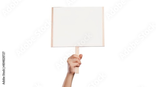 hand hold sign board  isolated white background