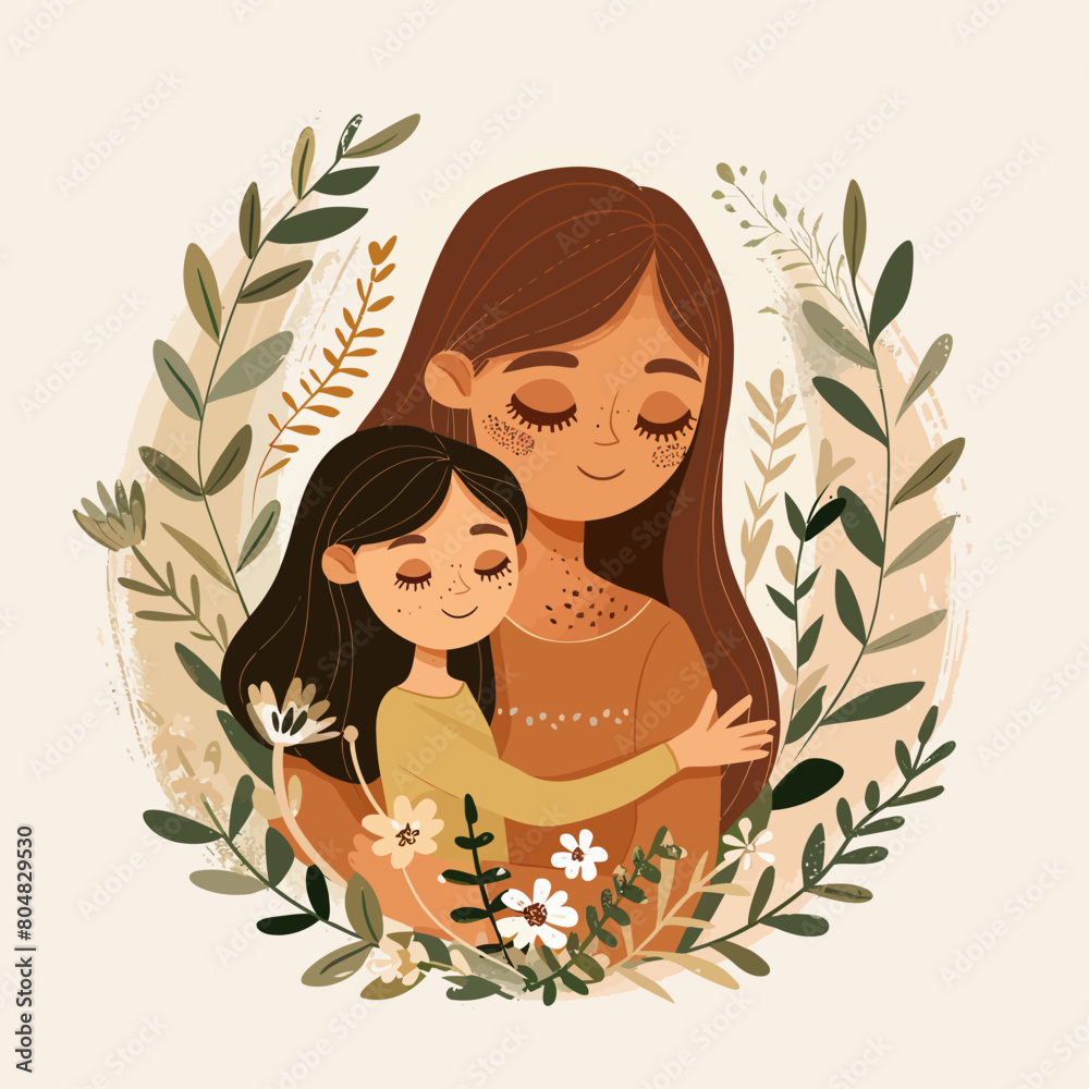 Vector Illustration Of Mother Holding Baby In Arms. Happy Mother`s Day Greeting Card Vector Illustration Of Mother Holding Baby In Arms. Happy Mother`s Day Greeting Card