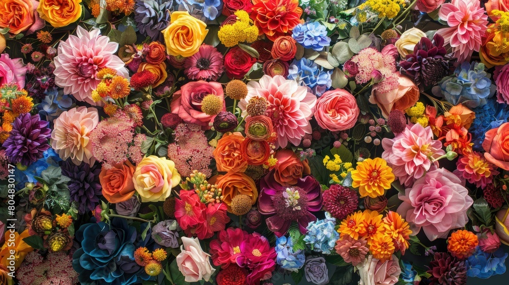 A stunning and vibrant display of flowers on a wall