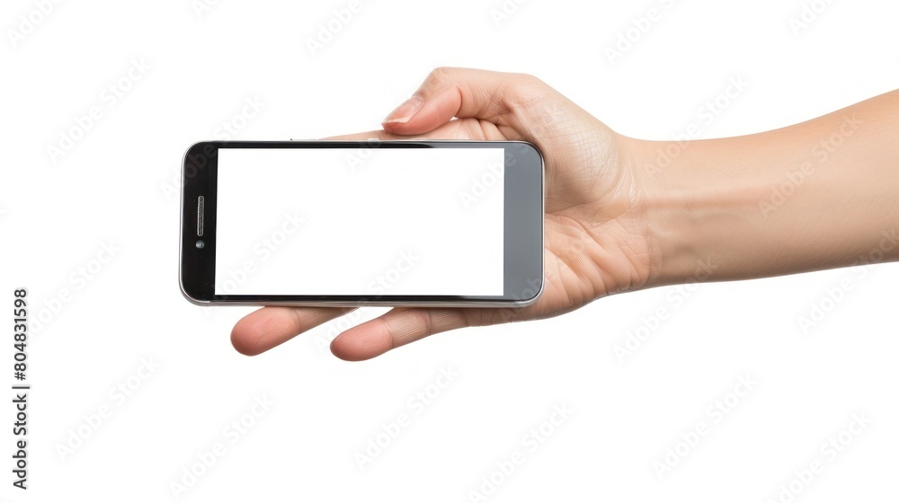 hand hold Phone isolated white background hand hold Phone isolated white background