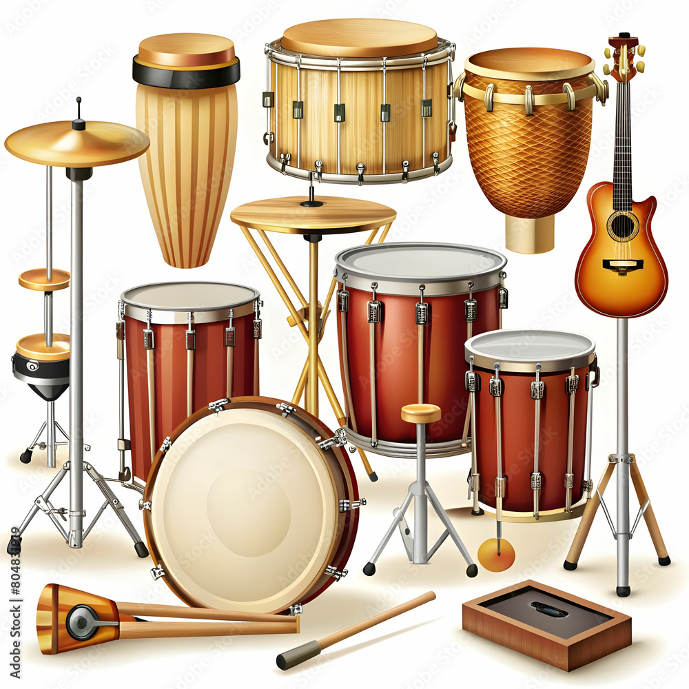 percussion musical instruments set stock vector percussion musical instruments set stock vector