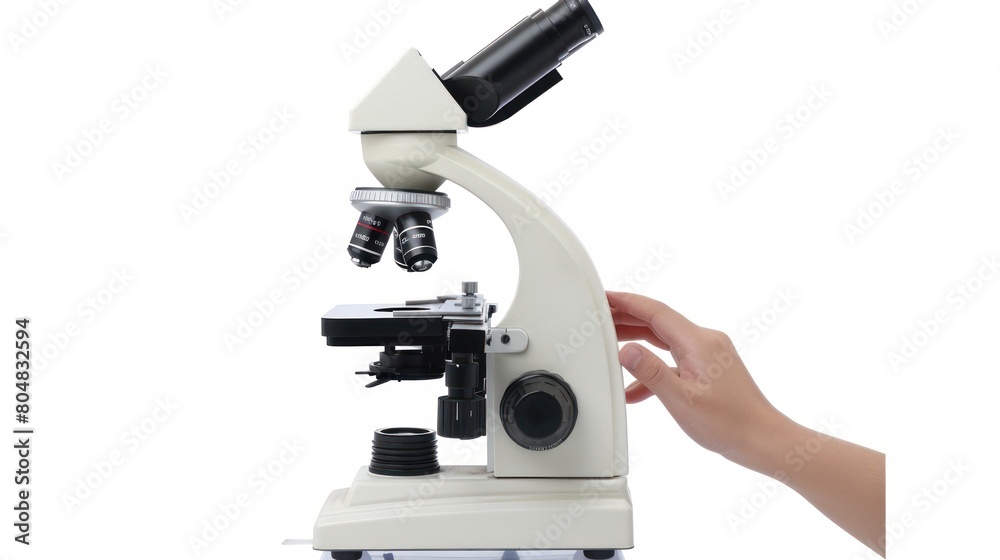 hand hold microscope isolated white background hand hold microscope isolated white background