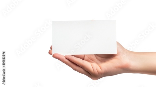 hand hold paper  isolated white background © Hammam