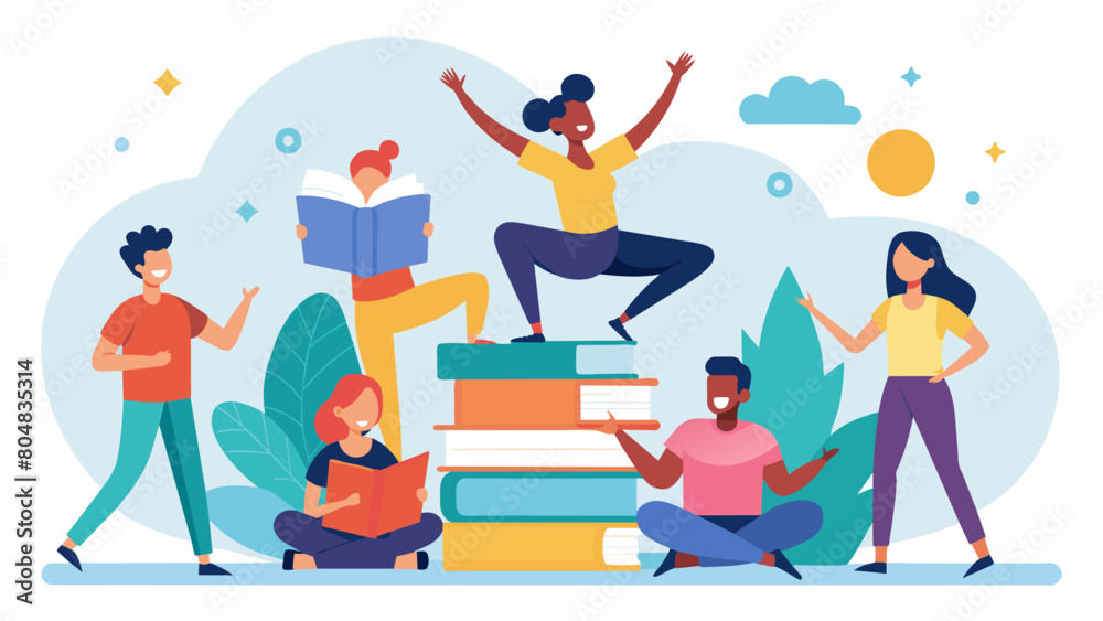 Along with insightful discussions the librarys book club offers a refreshing break from sedentary activities with short stretch and movement. Vector illustration