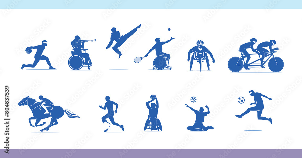 Fototapeta premium Great editable vector file of paralympic multisport players silhouette best for your digital design and print mockup