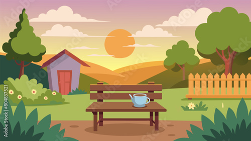 In a quiet corner of the cottage garden a worn wooden bench invites visitors to pause and enjoy a cup of tea while basking in the warm glow of the.