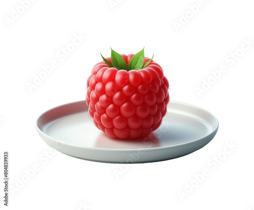 Fresh single raspberry isolated transparent background Ai generative.