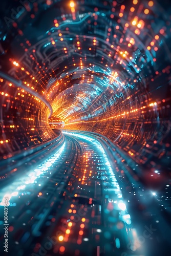 Speeding through a digital tunnel illuminated by data streams