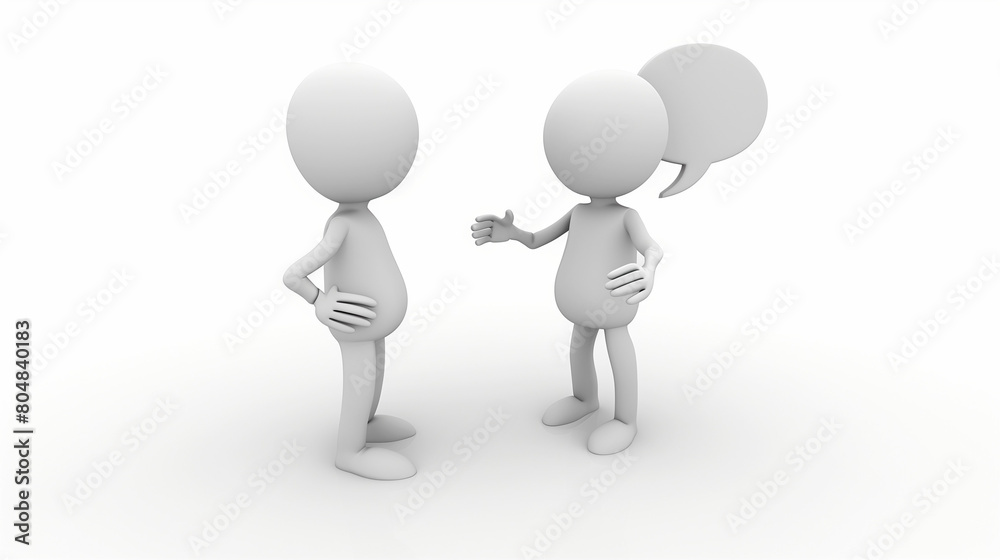 High-detail 3D clip art depicting two people in conversation with speech bubbles, set against a white background. The artwork is rendered in a cartoon style with simple and smooth features High-detail 3D clip art depicting two people in conversation with speech bubbles, set against a white background. The artwork is rendered in a cartoon style with simple and smooth features