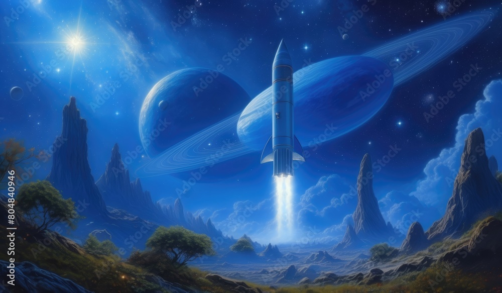 Fototapeta premium ufo in space, wallpaper galaxy space, background space galaxy