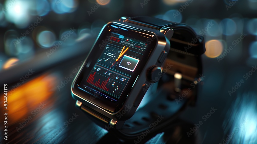 Smartwatch clock device with black belt