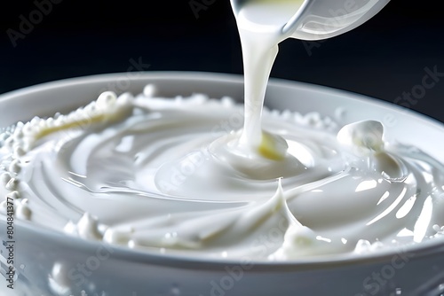 AI Generated-A white bowl of milk is poured into a bowl, creating a splash