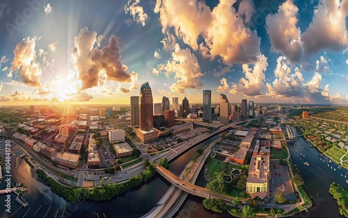 Aerial panorama of Tampa, Florida skyline. Tampa is a city on the Gulf Coast of the US state of Florida. photo