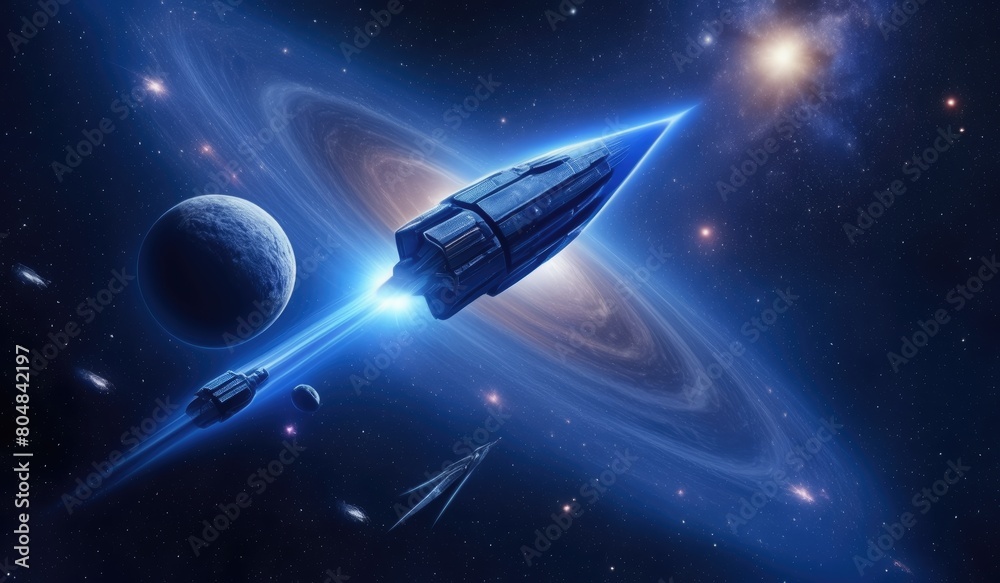 rocket and planet in space, earth and moon, earth and space, space station in the night, ufo in the space