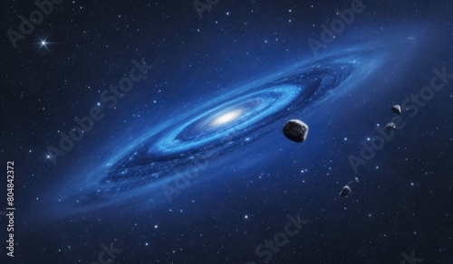 space galaxy in space, rocket and planet in space, earth and moon, earth and space, space station in the night, ufo in the space, galaxy blue, © Rahmat 