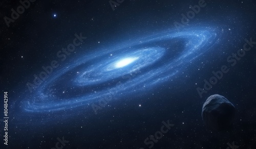 space galaxy in space, rocket and planet in space, earth and moon, earth and space, space station in the night, ufo in the space, galaxy blue, © Rahmat 