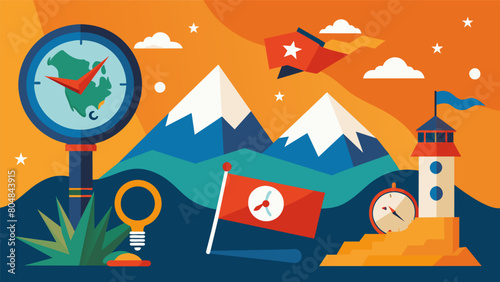 Take a trip through time and learn about our countrys independence in the Independence Day orienteering scavenger hunt.. Vector illustration